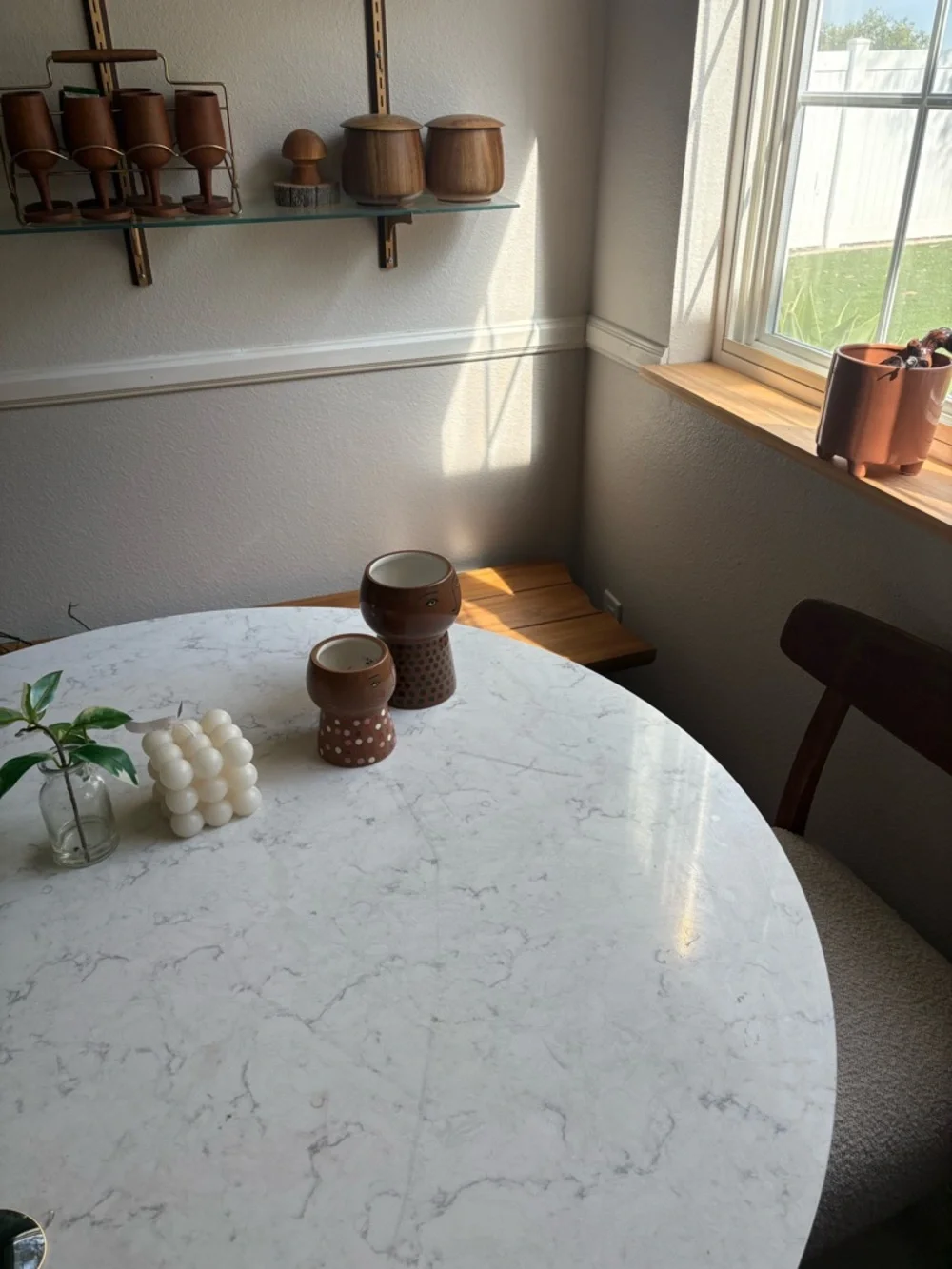 Hand-Painted Face Planters — Brown with Polka Dot Stands